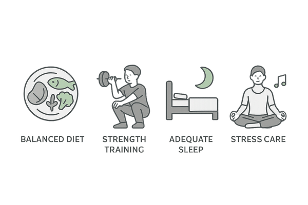 食事・運動・睡眠で生活習慣を整えるAGAセルフケアイラスト