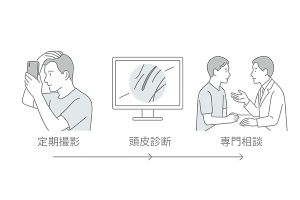 M字はげ進行チェック:写真・診断・医師相談フロー