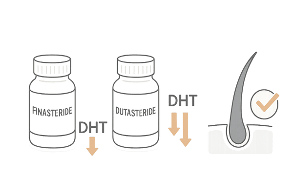 AGA治療薬がDHTを抑制する流れを示すイラスト