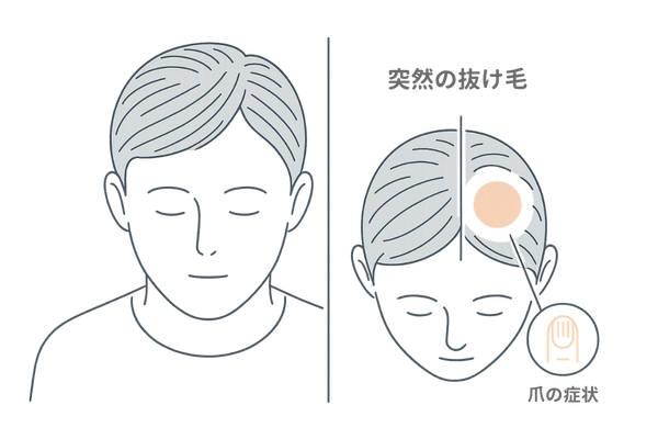 円形脱毛症の典型的症状イメージ