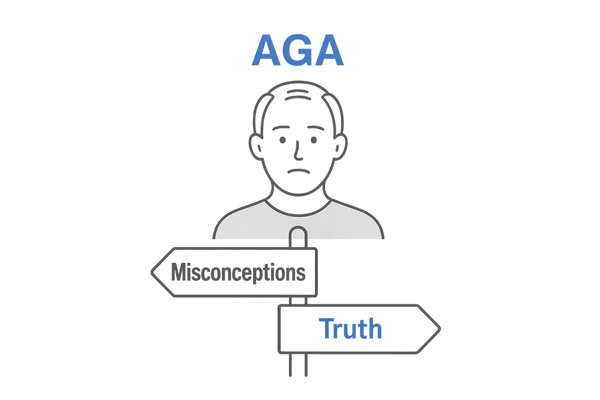 「AGAに関する誤解と真実を対比するイメージ