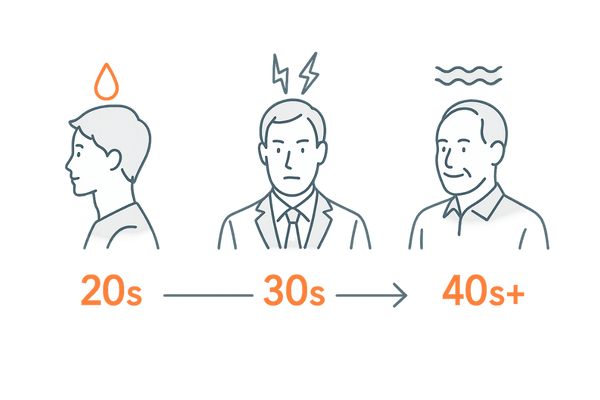 年代別薄毛対策タイムライン(20代・30代・40代以降)