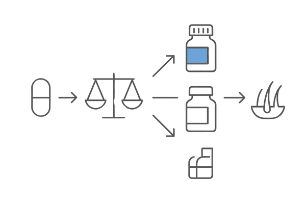 薬剤変更と発毛ケアへの流れを示す治療フローチャート