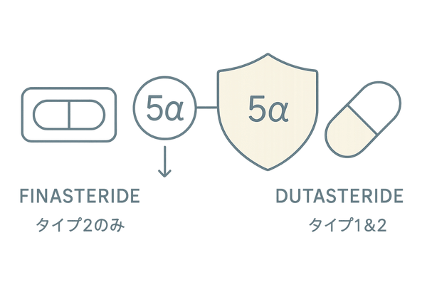 デュタステリドとフィナステリドの作用範囲比較図