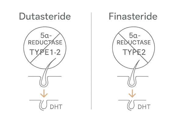 デュタステリドとフィナステリドの作用機序比較図