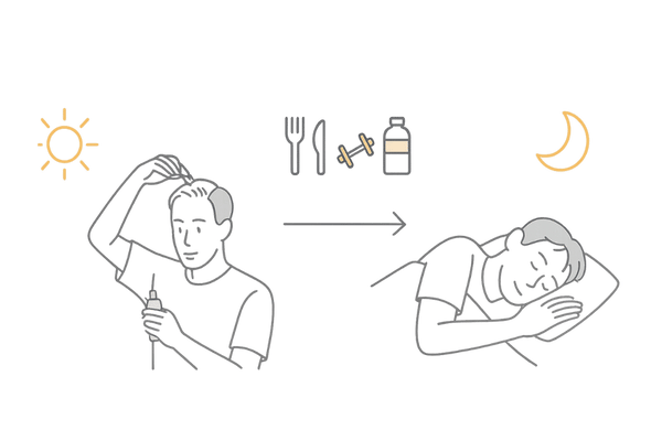 育毛剤の正しい使い方と生活習慣ポイントイラスト