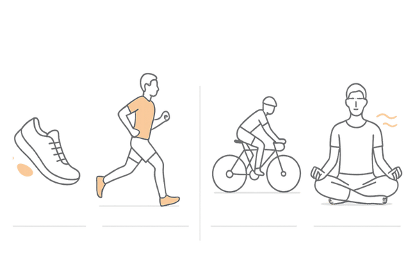 薄毛対策に効果的な有酸素運動の種類|ウォーキング・ジョギング・サイクリング・ヨガのアイコン一覧