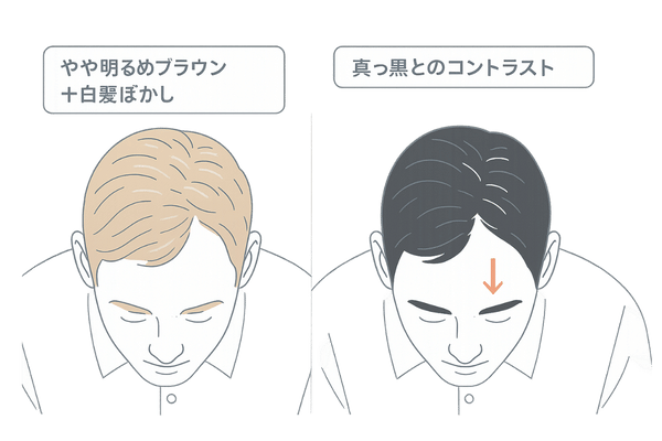 白髪染めと薄毛カバーの色選び|やや明るめブラウン&白髪ぼかしの例