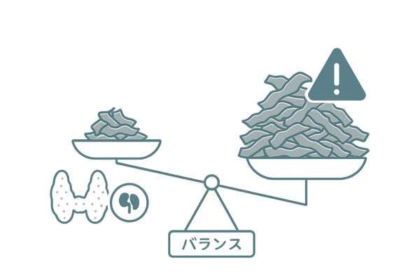 ヨウ素の適量と過剰のバランス(天秤と食事バランスの概念)