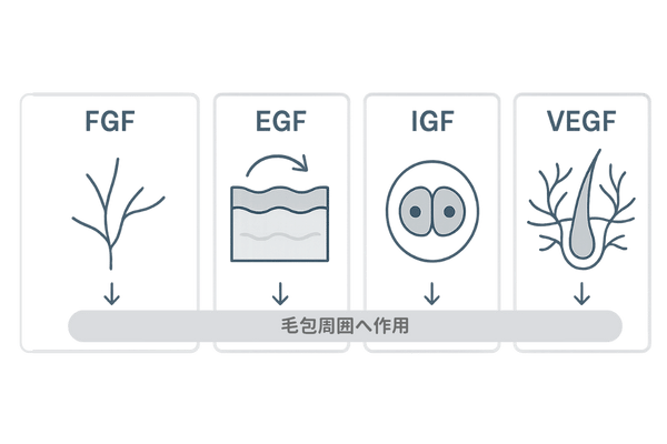 幹細胞由来の主要成長因子(FGF/EGF/IGF/VEGF)の働き|育毛メカニズム