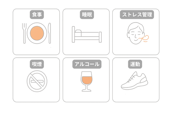 抜け毛予防に役立つ生活習慣|食事・睡眠・ストレス管理・禁煙・節酒・運動のチェックリスト
