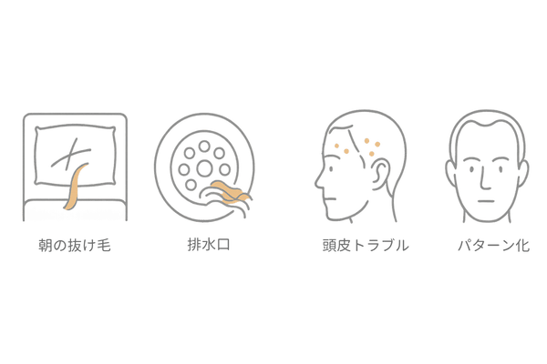 受診の目安を可視化｜抜け毛量増・頭皮トラブル・期間・パターン化のチェック