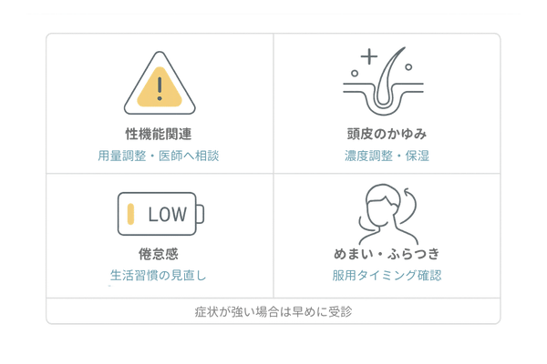 皮膚科処方薬の副作用と対策｜性機能・かゆみ・倦怠感・めまいの注意点
