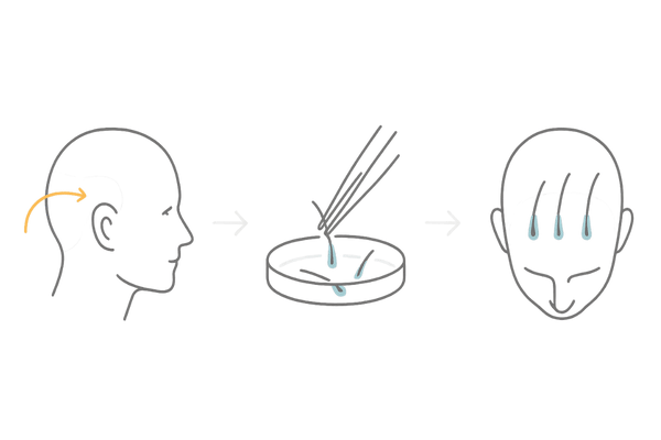  自毛植毛の施術フローを示すイラスト