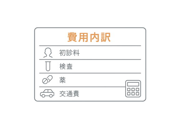 薄毛治療の費用内訳をレシート風に並べた図(初診料・検査・薬・交通費・割引)