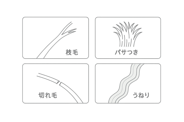ケラチン不足で起こる髪トラブル|枝毛・切れ毛・パサつき・うねりの比較