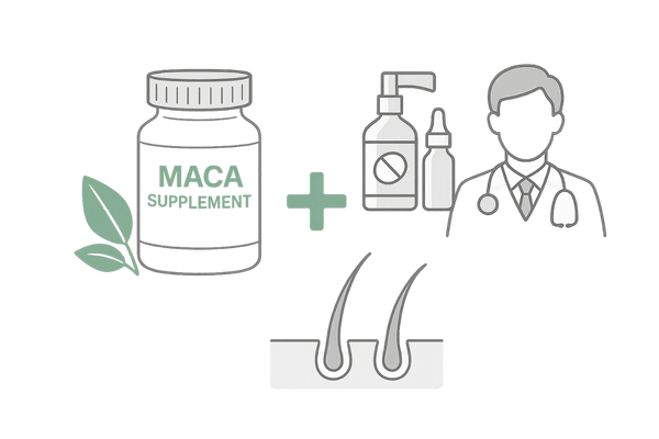 マカサプリとAGA治療併用による相乗効果イメージ