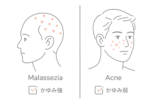 マラセチア毛包炎とニキビの違い視覚比較
