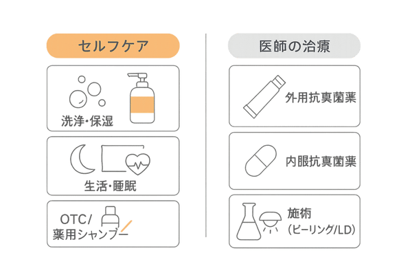 マラセチア毛包炎の治し方:セルフケアと医師の治療の使い分けマトリクス