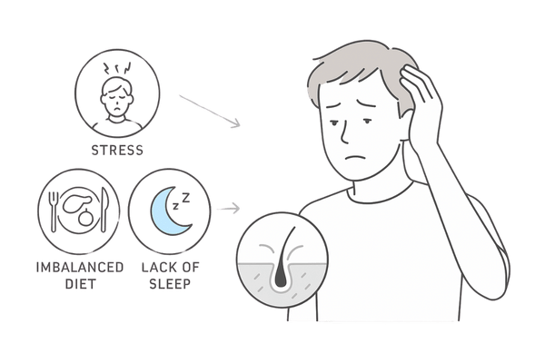 ストレスや不健康な食事、睡眠不足が頭皮トラブルに結びつく