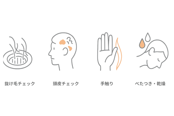 スカルプシャンプーで観察すべき変化のチェックポイント図
