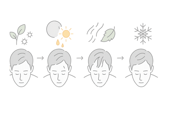 季節と抜け毛の関係|春夏秋冬で変わる頭皮環境のイメージ