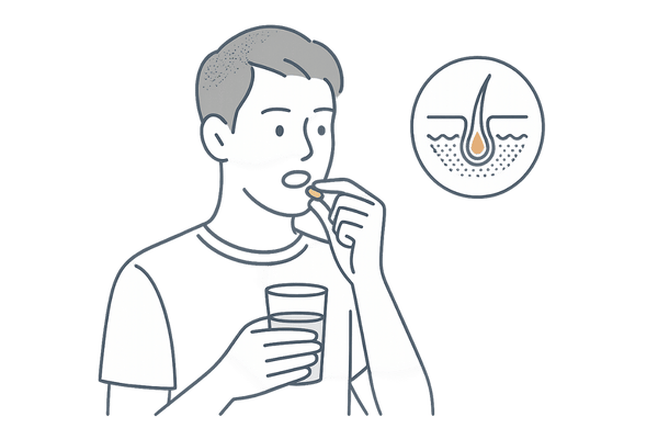 内服薬で体の内側から改善する男性のイラスト