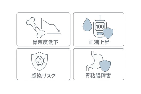 ステロイドパルス療法の副作用と対策|骨粗鬆症・血糖管理・感染予防・胃粘膜保護