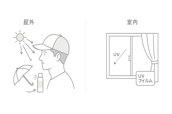 頭皮の紫外線対策｜屋外と室内での守り方（帽子・日傘・UVカーテン）