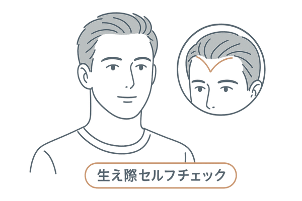 生え際後退セルフチェック用イラスト