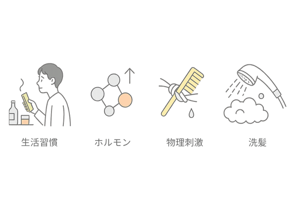 横髪が薄くなる主な原因｜生活習慣・ホルモン・物理刺激・洗髪の4要因