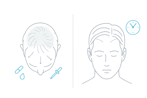 頭頂部と生え際の薄毛を比較|症状の違いと治療アプローチの全体像(AGA)