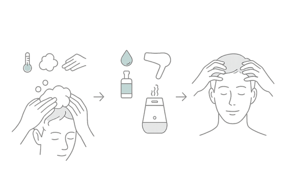 冬の抜け毛対策3ステップ｜正しい洗髪・保湿・頭皮マッサージ（男性向け）