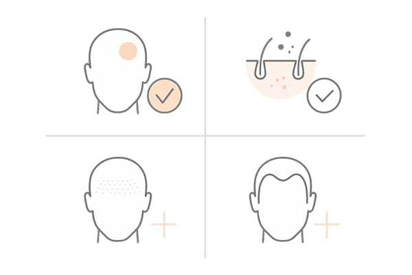 セファランチンの適応脱毛症イメージ（円形脱毛症・粃糠性脱毛・びまん性・AGAの位置づけ）