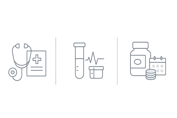 AGA治療の費用内訳イメージ：診察料・検査料・薬代のバランス（皮膚科）