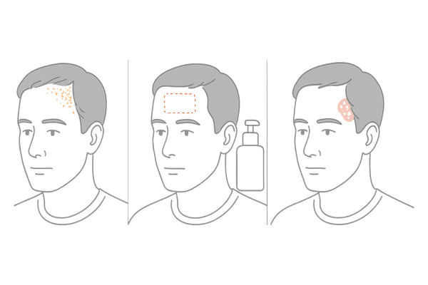 フケを伴う皮膚疾患の見分け方｜脂漏性皮膚炎・接触皮膚炎・乾癬の比較図