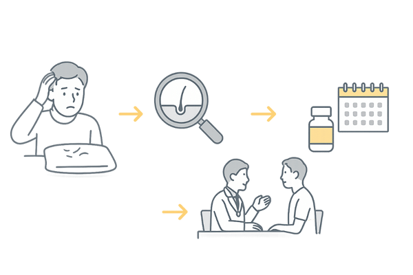 AGA治療開始のベストタイミング｜気づき→自己チェック→受診→投薬継続の4ステップ