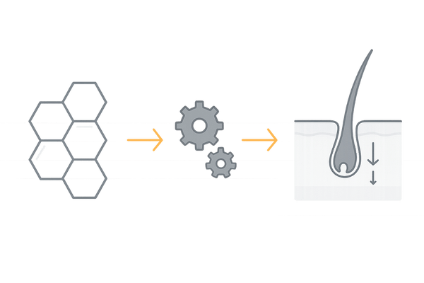 AGAの原因DHTの作用を示すメカニズム図｜薄毛の仕組みを可視化
