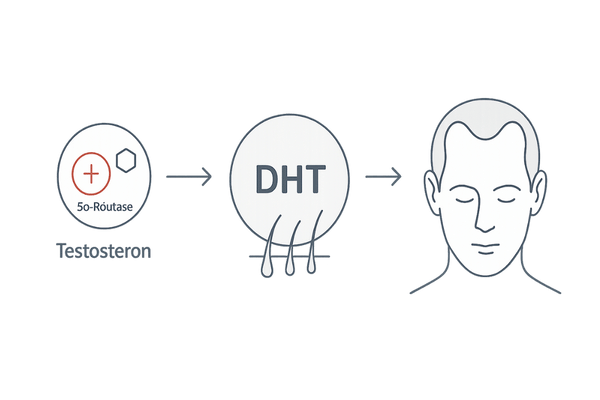 DHTが前髪の毛包に与える影響(AGAメカニズム図)