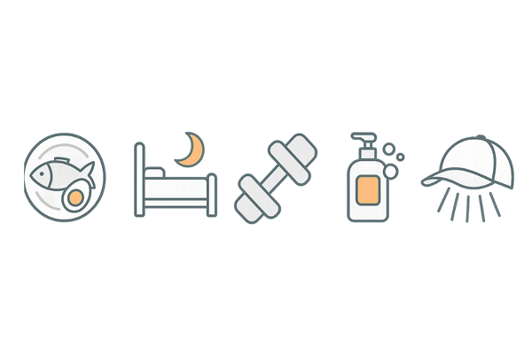 妊活中にできる薄毛対策の代替手段｜生活習慣と低出力レーザーをアイコンで提示