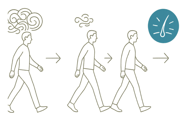 ウォーキングでストレスが減り髪に良い影響が出る様子