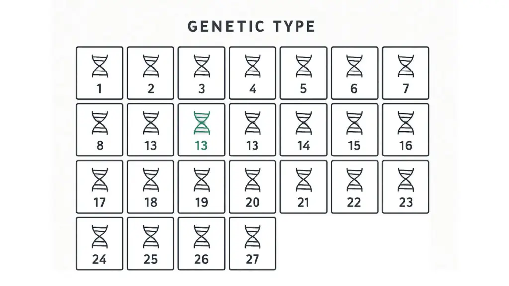 遺伝子解析により27種類のタイプに分類