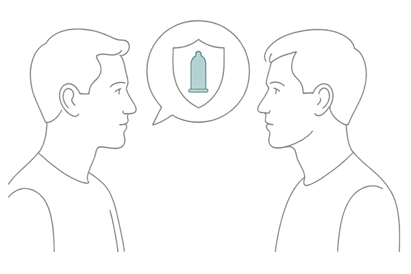 パートナーと安全な性生活について話し合う男性のイラスト