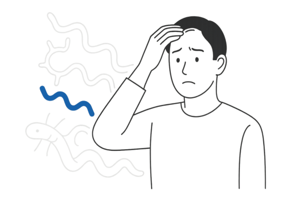 薄毛に悩む男性と梅毒の影