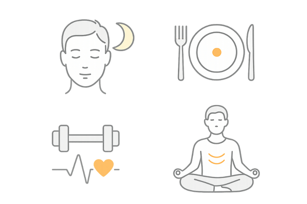 10代の薄毛対策に重要な生活習慣（睡眠・食事・運動・ストレスケア）アイコン