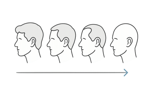 男性頭部が徐々に薄くなる進行過程