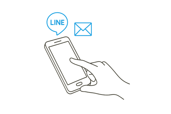 スマートフォンでLINE予約を行う手元の線画