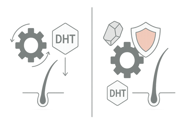 亜鉛による5αリダクターゼ抑制イメージ（DHT低減の視覚化）