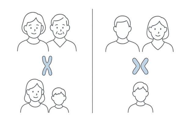 薄毛の遺伝は母方・父方どちらから？X染色体と常染色体のイメージ図