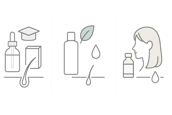 市販の発毛剤ミノキシジルと育毛剤・女性用市販薬の違いイメージ